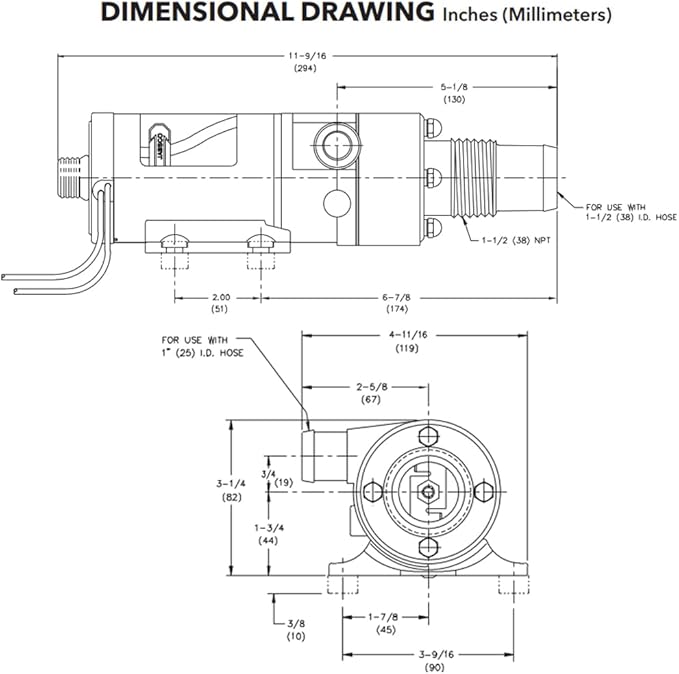 Jabsco 12V DC Macerator Pump for RVs/Boats - Efficient 43 L/min Waste Transfer for Black Water Tanks Up to 200 Gallons - Compact Design, 4-Blade Chopper, Self-Priming, Dry-Run Protection