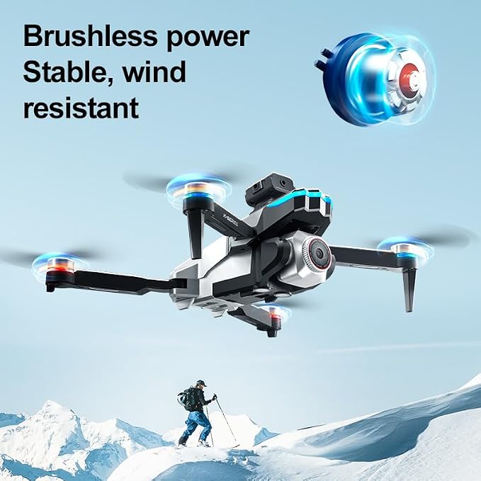 RC Drone with Screen Display Remote Control, 1080P Dual Camera, Speed Adjustment, Altitude Hold, One-Key Takeoff, 3D Flips, 2 Batteries, Hovering, Brushless Motor, APP Control, Plane Copter, LED Lights, Adult Beginners FPV Quadcopter Airplane Helicopter