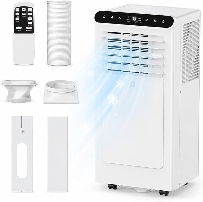 10000 BTU Portable Air Conditioners, Portable AC Unit for Room Up to 450 Sq.Ft, Cooling, Dehumidifier & Fan Modes, Remote Control, Dust Filter, 50 dB Quiet Operation, for Bedroom Office Apartment