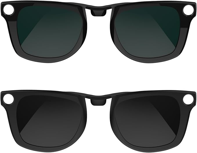 HiBloks 2Pcs Polarized Clip-on Compatible with Ray-Ban Meta Wayfarer & Gen 2 (RW4006/RW4012 Regular), Discoloration Clip for RayBan Meta Gen 2 Accessories (Dark Green, Black)