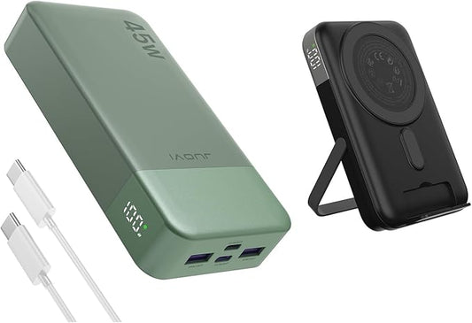 JUOVI 20000mAh 45W Power Bank Portable Charger + 22.5W 10000mAh Slim Magnetic Wireless Power Bank