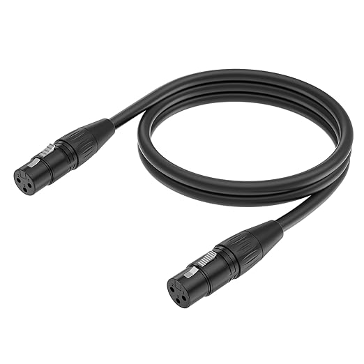 XLR Cable Male to Male + Female to Female, 3-Pin, Black, 25 AWG, 20 AWG, Microphone, Indoor, Connecting Microphones to Audio Equipment