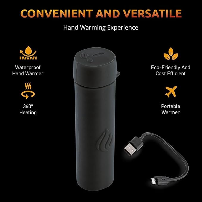 POWERPAW Rechargeable Hand Warmer Portable Electric Hand Heater 3 Heat Levels 5000mAh Battery USB-C Reusable Pocket Warmer for Cold Hands