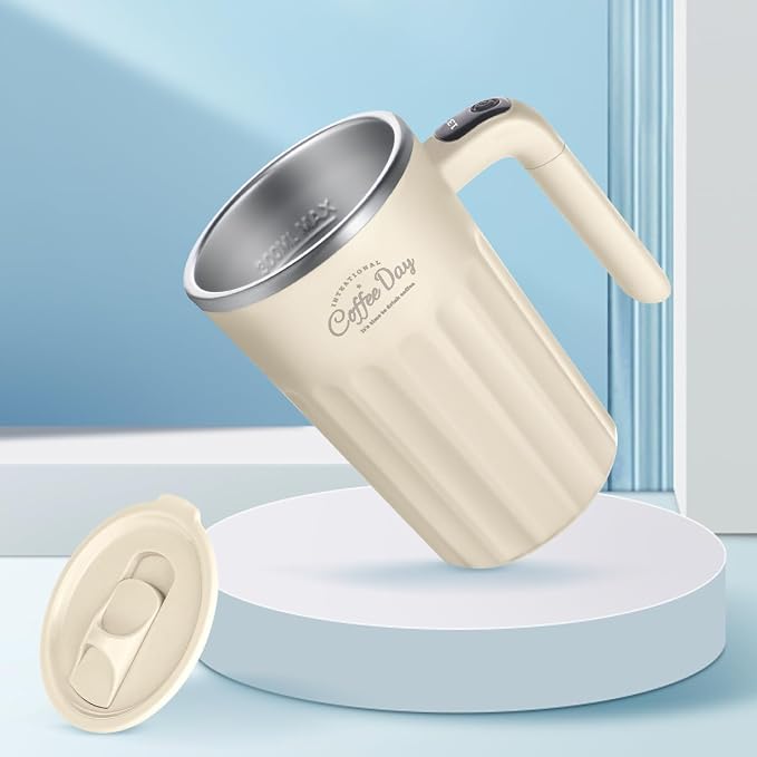Self Stirring Mug,Self Stirring Coffee Mug,Suitable for Coffee, Milk, Cocoa and Other Beverages (Cream-temperature, 12 Ounces)
