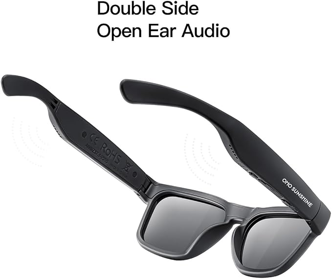 OhO Smart Glasses,Polarized Sunglasses with Bluetooth Speaker,Athletic/Outdoor UV Protection and Voice Control,Unisex(Grey Lens)