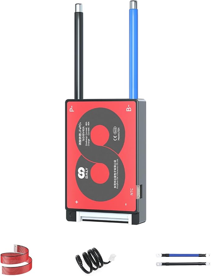 DALY 4S-16S BMS 15A to 200A Protection Board with Balance Wire and Temperature Sensor for Lithium Battery Pack（LifePO4 16S 48V,40A）