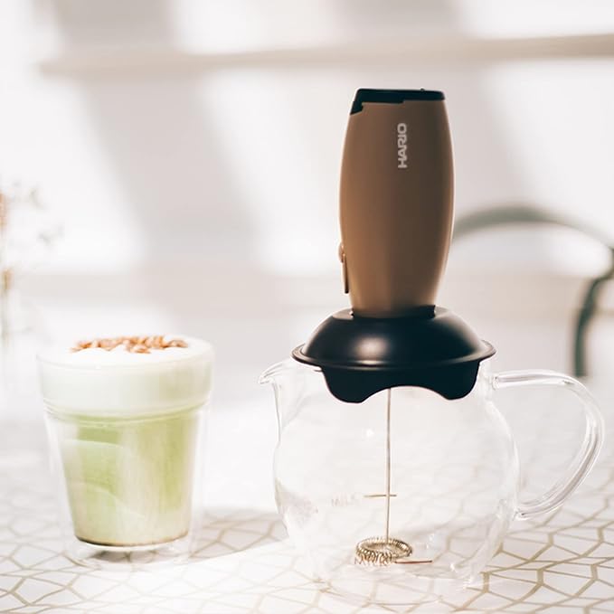 Hario"Qto" Electric Milk Frother with Server, 100ml, Brown