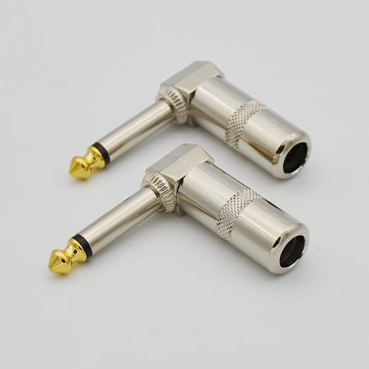 Guitar Patch Cable 1 ft Instrument Cable 1/4 Inch Right Angle AMP Cord for Electric Guitar,Bass Keyboard,Pro Audio Black,Pack of 3