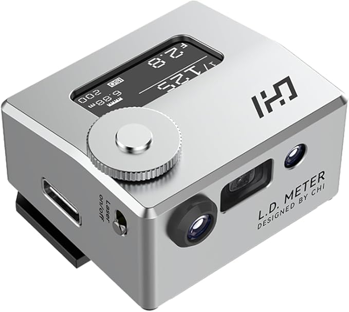 CHI L.D. Light Meter Pro - Precise Camera Rangefinder with Lighting and Laser Distance Measure for Leica and Vintage Cameras Film Photography (Silver)