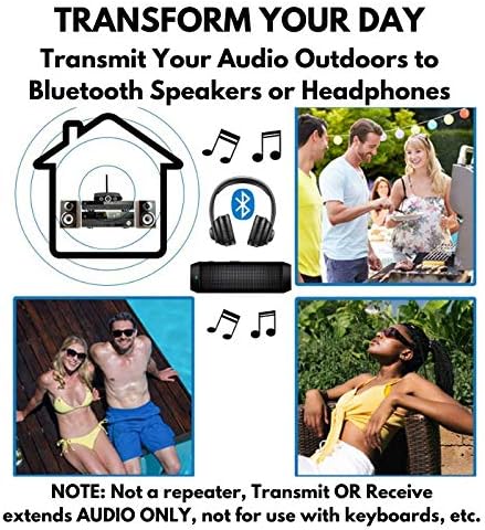 Long Range Bluetooth Transmitter or Receiver, Audio Only for TV PC Stereo, Connect Speaker, Headphones, Phone, aptX Low Latency Wireless Adapter, Listen in HD No Delay Optical RCA 3.5mm (Home RTX 2.0)