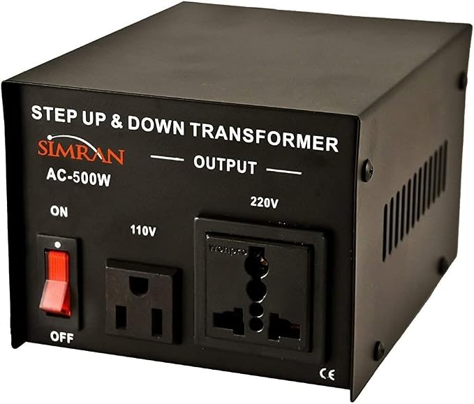 Simran AC-500 Step Up/Down Voltage Converter Transformer 110V/220V with Fuse Protection - 500 Watts