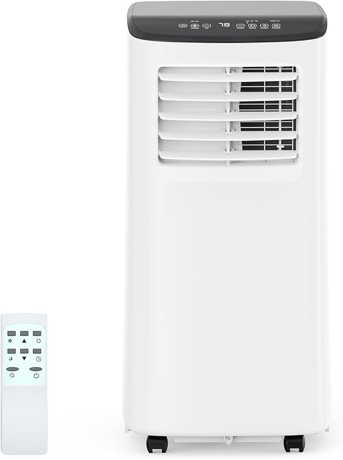 8000 BTU Portable Air Conditioner 3 in 1 Portable AC Unit Dehumidifier Fan Compact Room Air Conditioner for Bedroom Living Room Office Dorm Up to 350 Sq ft Quiet Under 55 DB Sleep Mode White