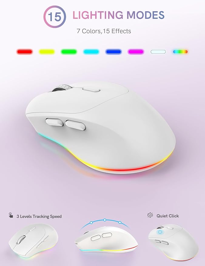 Trueque Wireless Keyboard and Mouse Combo, 4000mAh Rechargeable Backlit Keyboard with Wrist Rest & Phone Holder, Full Size Quiet Typing 2.4G USB-A/Type-C for PC Laptop Windows Mac (Cloud White)