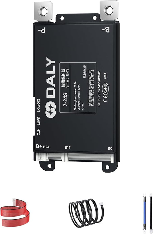 DALY BMS 120A 7S-24S 24V-84V - Smart Built-in Bluetooth Monitoring Lithium Battery Protection LiFePO4 Li-ion LTO for E-Bikes Scooters