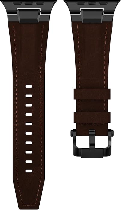 Vintage Genuine Leather Band for Apple Watch Ultra 49mm (2026 Upgrade), Rugged Replacement Strap Compatible with iWatch 46mm 45mm 44mm - for Men Women, Fit Ultra3/2/1, SE 3/2/1, Series11 10/9/8/7/6/5/4