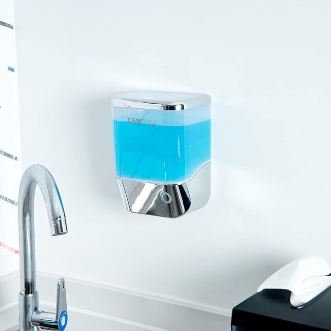 Restaurantware Clean Tek Professional 34 Ounce Automated Soap Dispenser 1 Touchless Wall-Mountable Soap Dispenser - With Security Key Silver Plastic Soap Dispenser Transparent For Liquid Soap