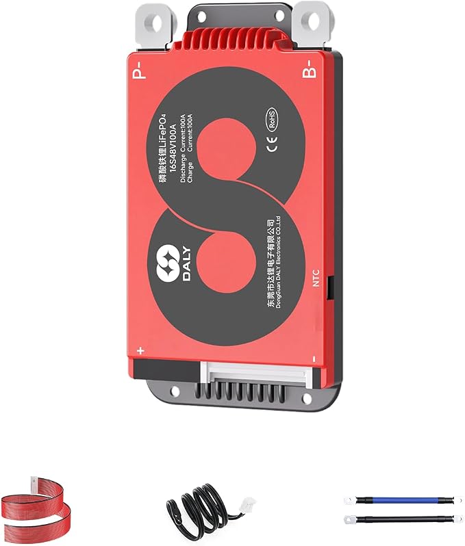 DALY 4S-16S BMS 15A to 200A Protection Board with Balance Wire and Temperature Sensor for Lithium Battery Pack（LifePO4 16S 48V,100A）