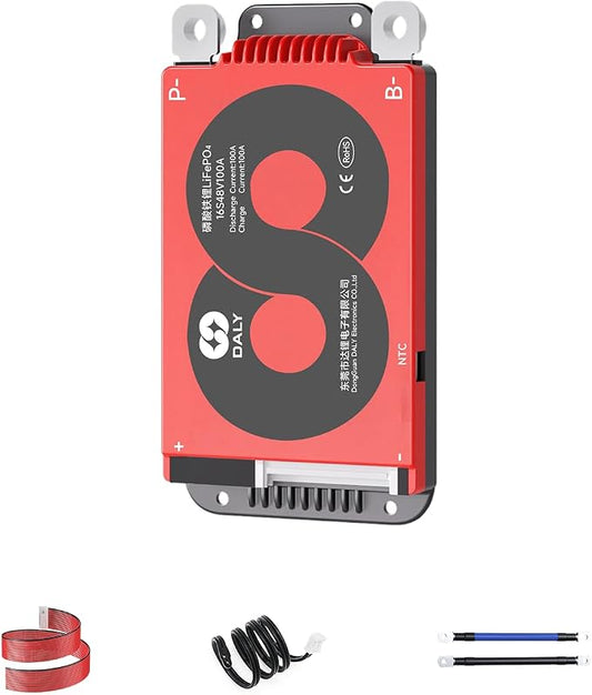 DALY 4S-16S BMS 15A to 200A Protection Board with Balance Wire and Temperature Sensor for Lithium Battery Pack（LifePO4 16S 48V,100A）