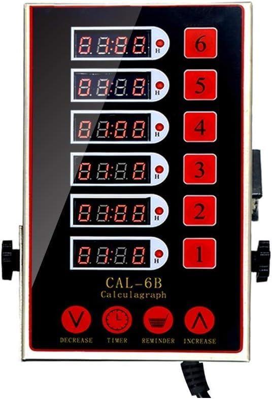 Commercial Kitchen 6-Channel Timer Digital Cooking Timer Reminder with Loud Alarm Stainless Steel Clear LED Display for Restaurant and Home Kitchen