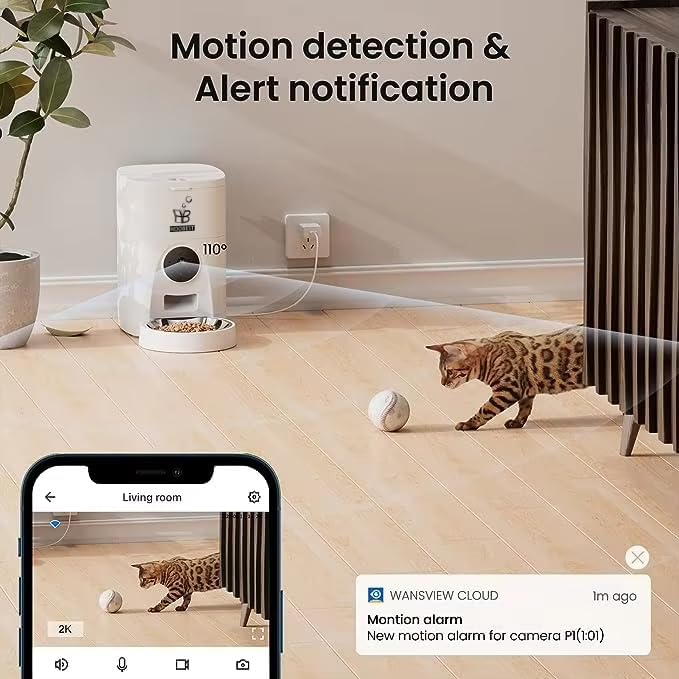 4L Automatic Pet Feeder - Smart Feeder for Cats & Dogs with 2K Camera, 2-Way Audio, App Control, Timer, and Dual Power. WiFi-Enabled, Programmable Feeding for a Healthier Pet Routine.