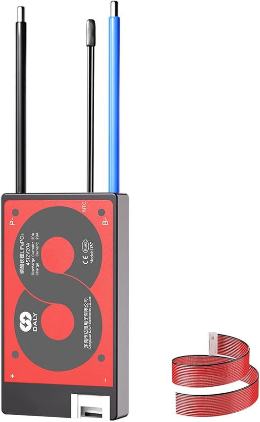 DALY 4S-16S BMS 15A to 200A Protection Board with Balance Wire and Temperature Sensor for Lithium Battery Pack（LifePO4 4S 12V,20A）