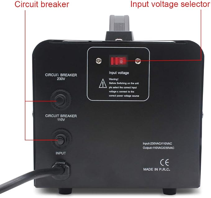 Cantonape Voltage Transformer Converter 2000 Watt Step Up/Down Convert from 110-120 Volt to 220-240 Volt and from 220-240 Volt to 110-120 Volt with 2 US Outlets, 2 Universal Outlets