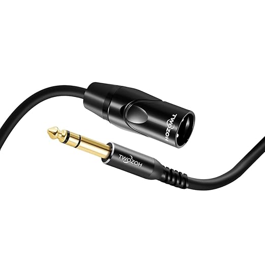 Twozoh XLR Male to 1/4 Inch Jack TRS Cable, Balanced 6.35mm Plug to 3 Pin XLR, Quarter Inch Stereo Guitar Cable 6.6FT (Professional/HiFi)