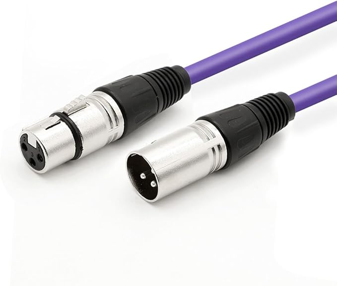 DREMAKE 16.5 FT Low Z XLR Male to XLR Female 3 Pin Speaker Snake Patch Cord XLR to Microphone Cable for Recording, Stage, Most Demanding Studio/Broadcast Use - Purple