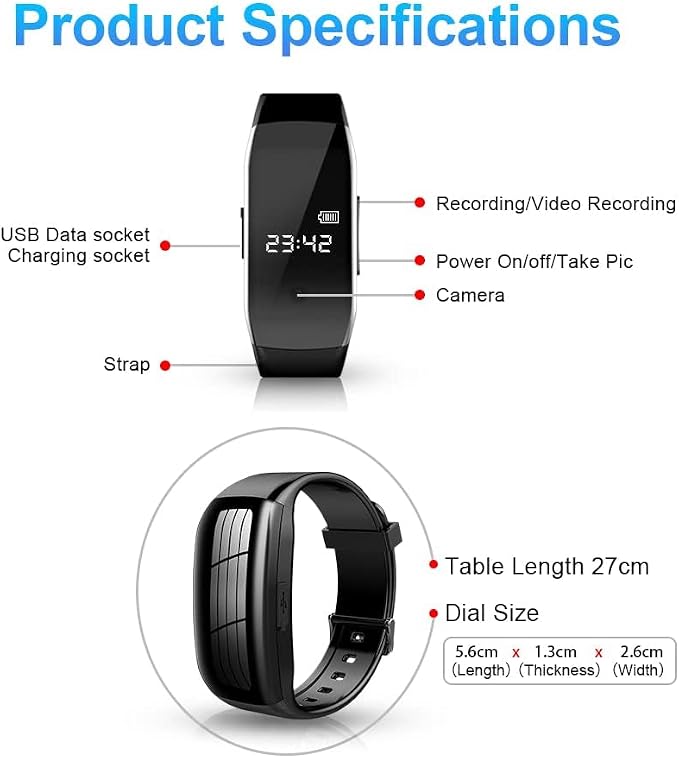 Spy Camera Hidden Camera Watch 32GB Portable Small Nanny Cam Small Security Hidden Camera Body Pet HD 1080P Camera for Home Outdoor Office, Mini Spy Cam for Security Indoor