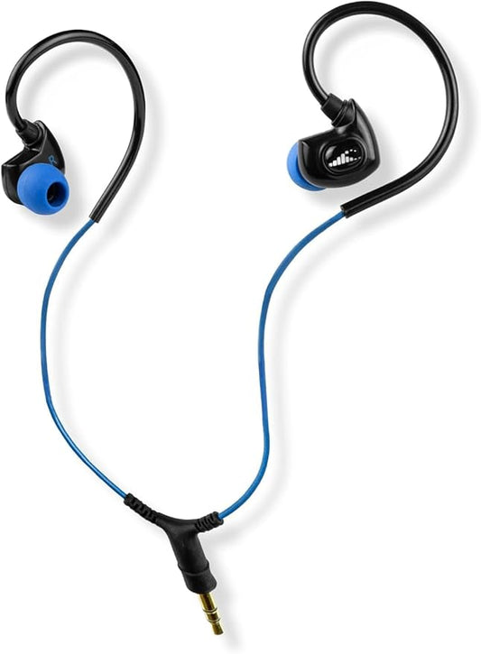 H2O Audio Surge SX10 Waterproof IPX8 Headphones –(Short Cord Design), in-Ear Noise Cancelling Earbuds for Swimming, Running, Sports – Lightweight, Secure Fit, Dynamic Bass, Memory Foam Tips