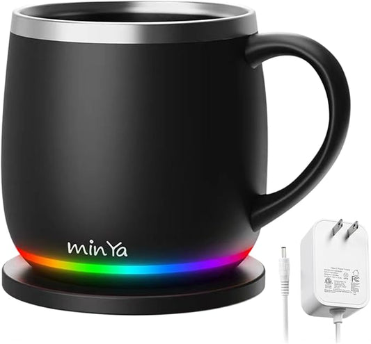 Smart Mug with LED Temperature Display – Coffee Warmer for Office & Home, Perfect Gift for Coffee Lovers,Black