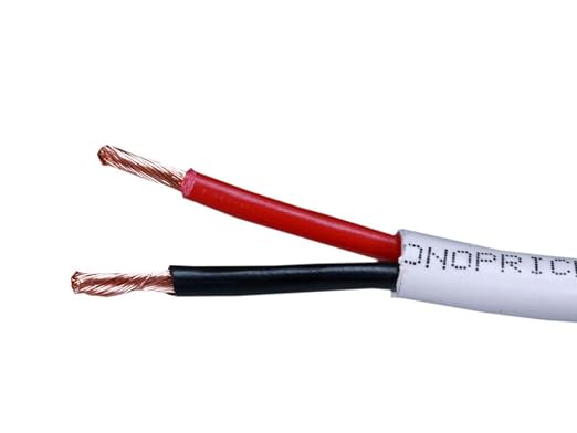Monoprice Speaker Wire - CL2 Rated, 2-Conductor, 14AWG, PVC Jacket Material, 99.9% Oxygen-Free Pure Bare Copper, 500 Feet, White