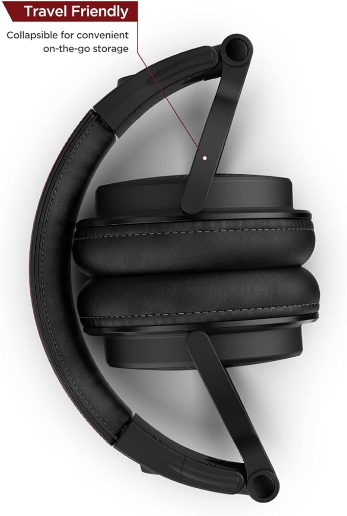 Thore Over Ear iPhone Headphones with Lightning Connector (Apple MFi Certified) – Closed Back Studio DJ Monitor Earphones (50mm Neodymium Drivers) (V200 Black/Red)