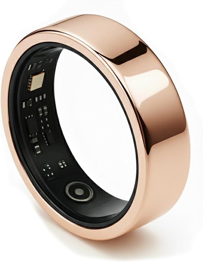Smart Ring for Women Men, Fitness & Health Tracker with Vital Signs Monitoring, Sleep Tracker, Remote Photography, No Subscription(Gold,10#)