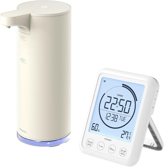 Mooas Visual Waterproof Shower Clock & Automatic Soap Dispenser Touchless Motion Hand Soap Dispenser for Kichen & Bathroom