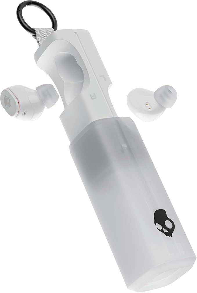 Skullcandy Dime 360 Wireless Earbuds, Bluetooth Headphones, Noise Isolating Fit, Up to 28 Hours Battery, Microphone for iPhone Android, Easy Carry with Clip-Anywhere Case - Bone