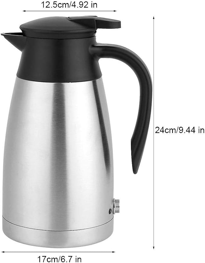 Travel Kettle, Car Electric Kettle Car Kettle 12V 1000ml Stainless Steel Car Electric Heating Kettle Portable Travel Car Car Kettle Heating Cup for Tea Coffee Making, Fast Heating Speed