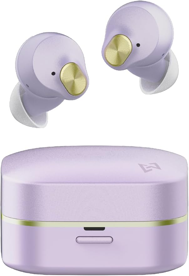 AVIOT TE-Q3 Small Active Noise Cancelling Wireless Earbuds, Bluetooth 5.3, Multipoint Connection, Built-in Mic, Medical Grade Silicone, Up to 42 Hours Playtime, IPX4 Waterproof (Lavender)