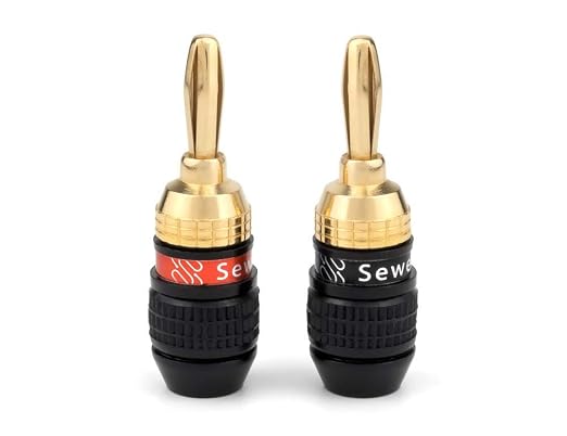 Deadbolt Banana Plugs 5-Pairs by Sewell, Gold Plated Speaker Plugs, Quick Connect