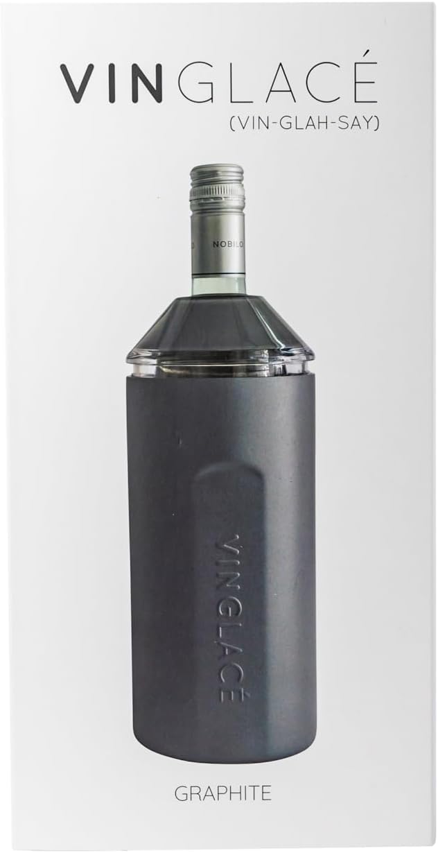 Vinglacé Wine Bottle Chiller- Portable Champagne Insulator- Stainless Steel Wine Cooler Sleeve - Keeps Wine Cold (Graphite)