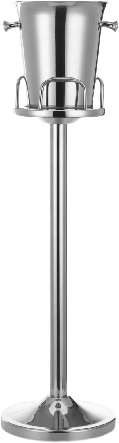 1.32 Gal Stainless Steel Ice Bucket with Stand, Silver Bucket with Weighted Base, European Wine Chiller On Stand for Parties, Weddings, Events, 36.14 x 9.84 in