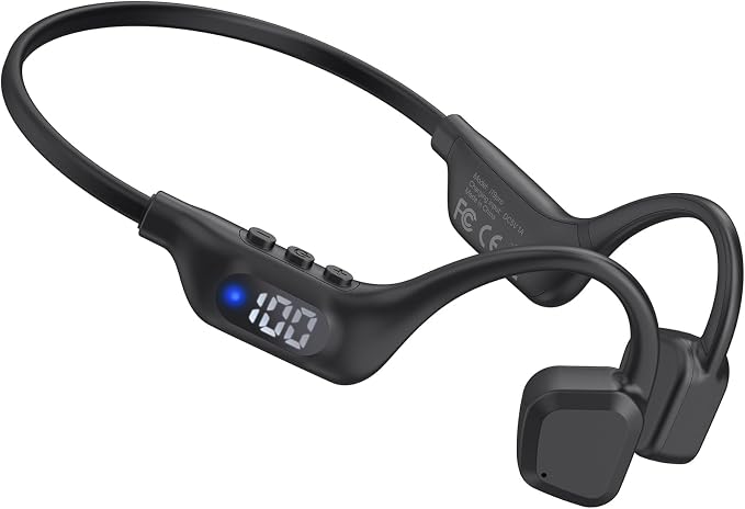 Bone Conduction Headphones, 14H Playtime Bluetooth 6.0 Open-Ear Earbuds with Mic, IPX5 Waterproof Lightweight Headset, Wireless Sport Earphones for Running, Cycling, Gym Workouts(Black)