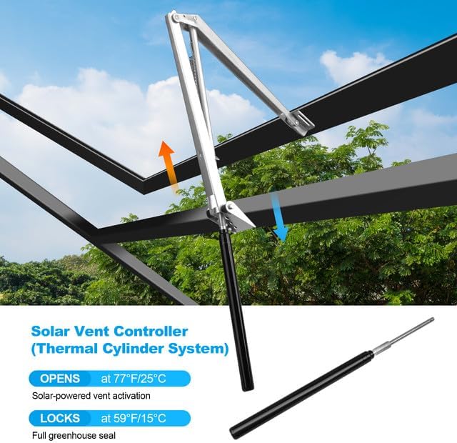 Greenhouse Vent Automatic Opener Auto Roof Vent Opener Greenhouse Window Opener Solar Heat Sensitive Auto Vent Kit for Ventilation Greenhouse Accessories Gardening Tools 1PC