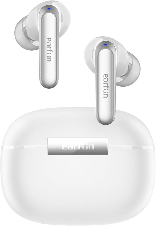 EarFun Air 2 Wireless Earbuds, 10mm Drivers with LDAC Bluetooth Earbuds, Hi-Res Audio, Bluetooth 5.3 with Multipoint Connection, 4 Mics, Wireless Charging, 40H Playtime, App Customization, IPX7, White