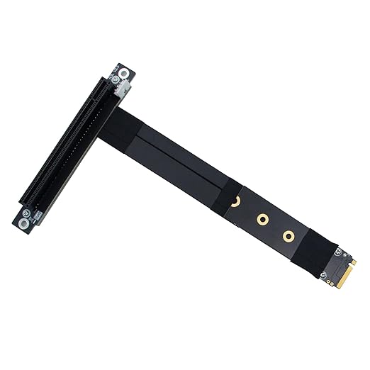 10Gtek M.2 NVMe to PCIe 3.0 x16 Riser Cable, M.2(M Key) 180 Degree to PCIe 90 Degree Right Angle, High-Speed Extension for GPU/SSD, 20cm/0.66ft