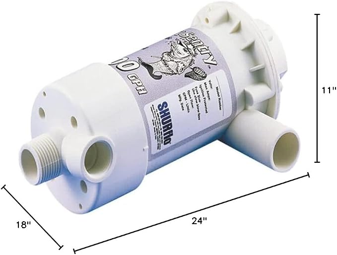 PENTAIR SHURFLO 1700-011-030 Bait Sentry Livewell Pump, 3/4" Inlet NPT, 3/4" Outlet Barb, 800 GPH, 12 VDC, 3.5 Amp, Magnetic Drive, Continuous Duty, Anti Airlock, Dual Port Design, UL CE Listed