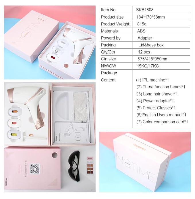 Boston & Co. Sapphire Cooling IPL Hair Removal Device Painless Long-Lasting Result for Women & Men, Permanent Hair Reduction 3 Precision Heads for Face, Bikini, Legs, or Full Body Use