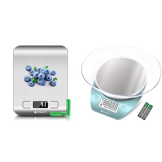 Etekcity 11lb Digital Kitchen Food Scales, 304 Stainless Steel with Removable Bowls and Backlit LCD