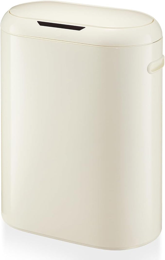 13 Gallon White Automatic Trash Can, Touchless Motion Sensor Kitchen Trash Can with Soft-Close Lid, 50L Slim Garbage Bin Smart Garbage Can for Bathroom Living Room Office
