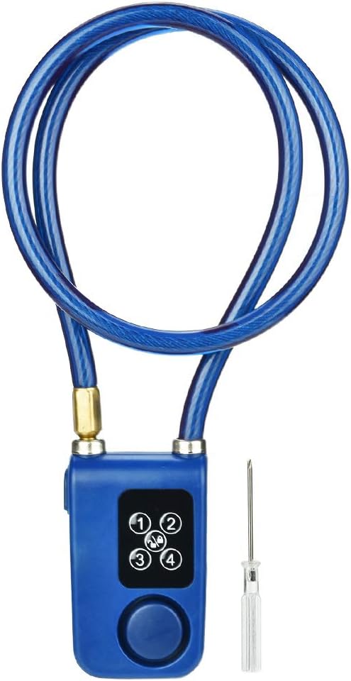 Sonew Smart Keyless Alarm Lock with 110db Alarm IP44 Anti-Theft Chain Lock for Motorcycle/Gate/Gates/Blue